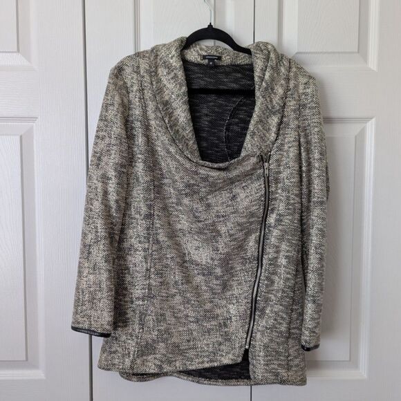 Women's Stella & Dot Knit Rebel Metallic Moto Jacket Medium - Picture 1 of 8